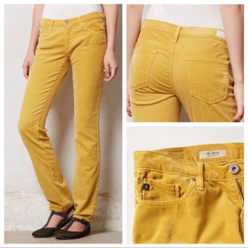 AG Adriano Goldschmied Stevie Slim Straight Corduroy Jeans Yellow